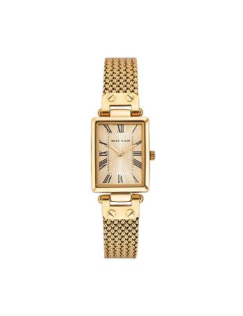 Gold Anne Klein Rectangular Case Mesh Bracelet Watch Best Sellers | CANEJ86993